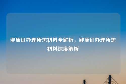 健康证办理所需材料全解析，健康证办理所需材料深度解析