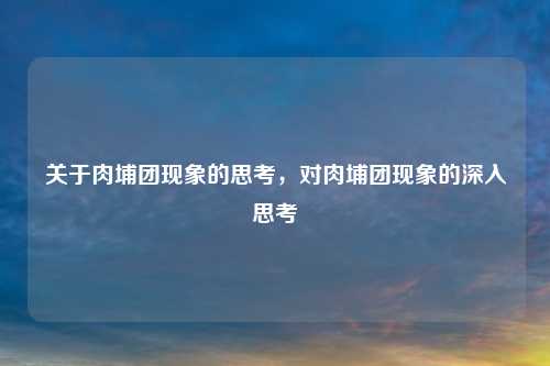 关于肉埔团现象的思考，对肉埔团现象的深入思考