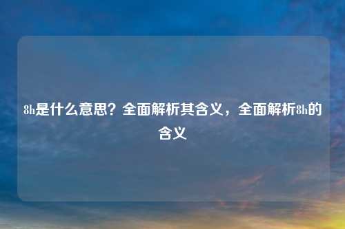 8h是什么意思?全面解析其含义,全面解析8h的含义
