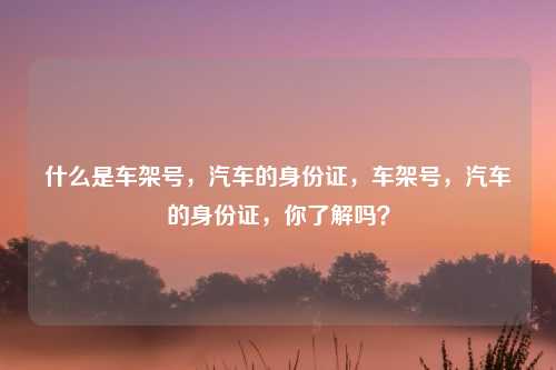 什么是车架号,汽车的身份证,车架号,汽车的身份证,你了解吗?
