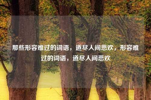 那些形容难过的词语,道尽人间悲欢,形容难过的词语,道尽人间悲欢