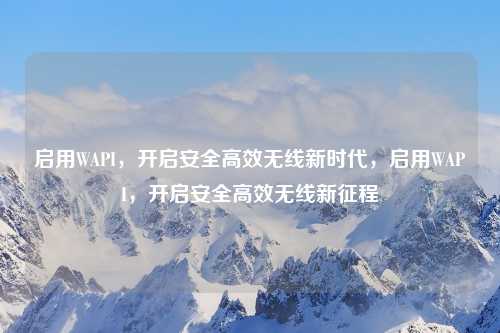 启用WAPI,开启安全高效无线新时代,启用WAPI,开启安全高效无线新征程