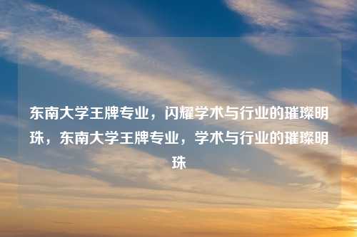 东南大学王牌专业,闪耀学术与行业的璀璨明珠,东南大学王牌专业,学术与行业的璀璨明珠
