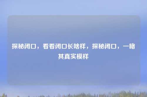 探秘闭口,看看闭口长啥样,探秘闭口,一睹其真实模样
