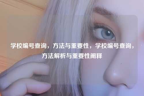 学校编号查询,方法与重要性,学校编号查询,方法解析与重要性阐释