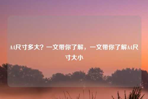 A4尺寸多大?一文带你了解,一文带你了解A4尺寸大小