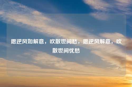 愿逆风如解意，吹散世间愁，愿逆风解意，吹散世间忧愁
