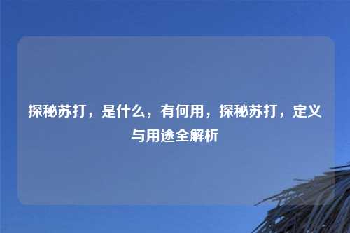 探秘苏打，是什么，有何用，探秘苏打，定义与用途全解析