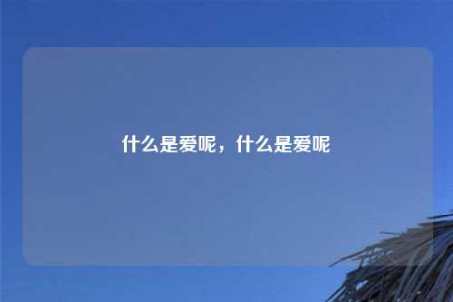什么是爱呢，什么是爱呢