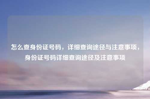 怎么查身份证号码，详细查询途径与注意事项，身份证号码详细查询途径及注意事项