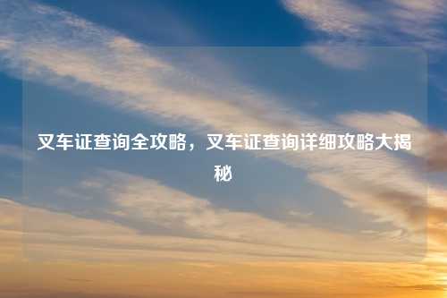 叉车证查询全攻略,叉车证查询详细攻略大揭秘