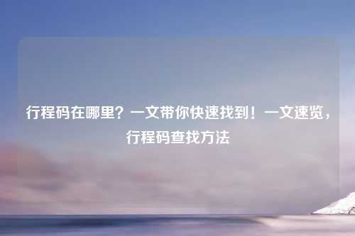 行程码在哪里？一文带你快速找到！一文速览，行程码查找方法