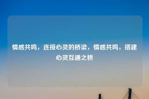 情感共鸣，连接心灵的桥梁，情感共鸣，搭建心灵互通之桥
