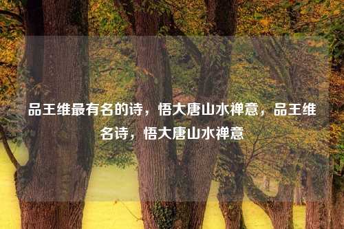 品王维最有名的诗，悟大唐山水禅意，品王维名诗，悟大唐山水禅意