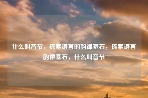 什么叫音节，探索语言的韵律基石，探索语言韵律基石，什么叫音节