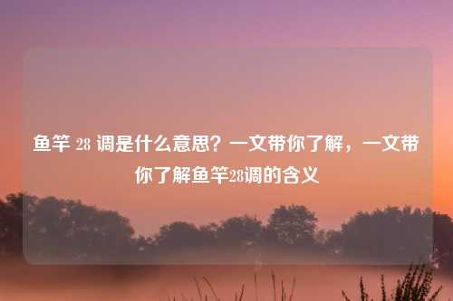 鱼竿 28 调是什么意思？一文带你了解，一文带你了解鱼竿28调的含义