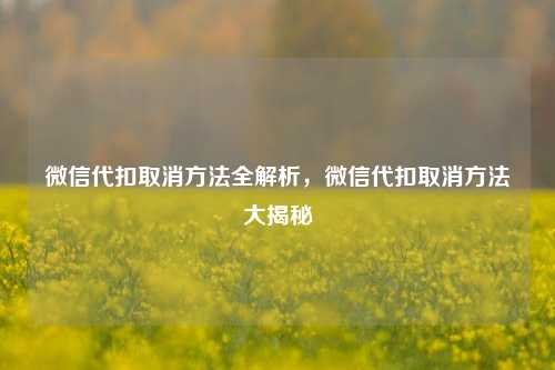 微信代扣取消方法全解析,微信代扣取消方法大揭秘