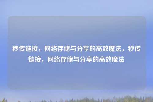 秒传链接，网络存储与分享的高效魔法，秒传链接，网络存储与分享的高效魔法