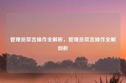 管理员禁言操作全解析，管理员禁言操作全解剖析