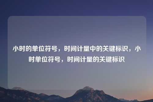 小时的单位符号，时间计量中的关键标识，小时单位符号，时间计量的关键标识