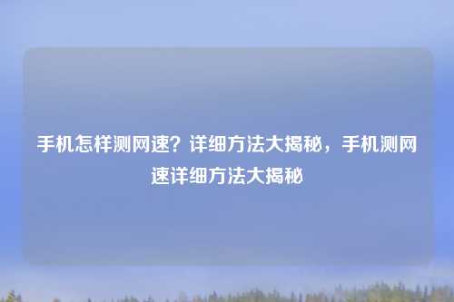 手机怎样测网速？详细方法大揭秘，手机测网速详细方法大揭秘