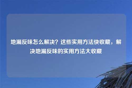 地漏反味怎么解决？这些实用方法快收藏，解决地漏反味的实用方法大收藏