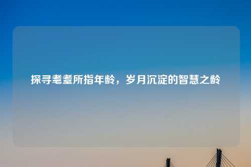 探寻耄耋所指年龄，岁月沉淀的智慧之龄