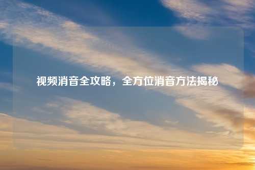 视频消音全攻略，全方位消音方法揭秘
