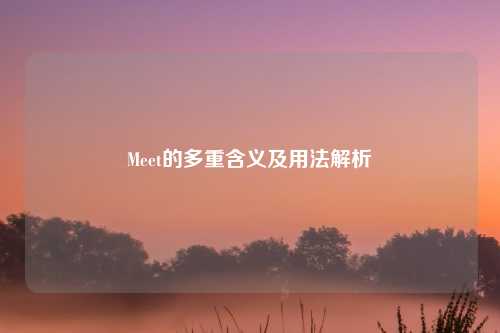 Meet的多重含义及用法解析