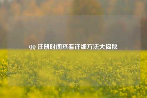 QQ 注册时间查看详细方法大揭秘