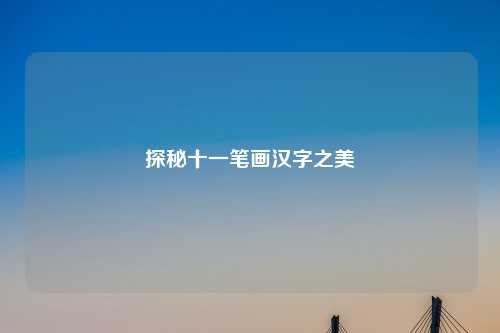 探秘十一笔画汉字之美