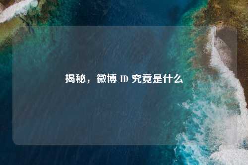 揭秘，微博 ID 究竟是什么