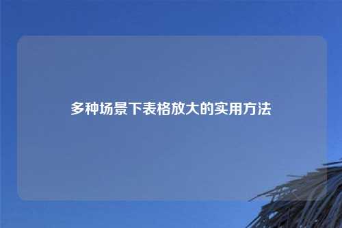 多种场景下表格放大的实用方法