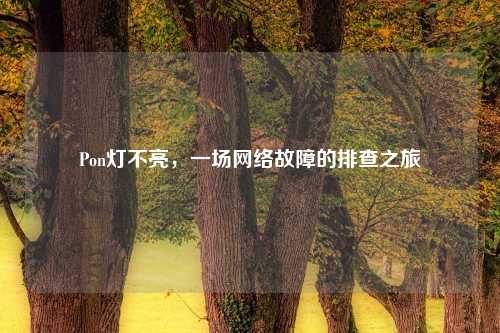 Pon灯不亮，一场网络故障的排查之旅