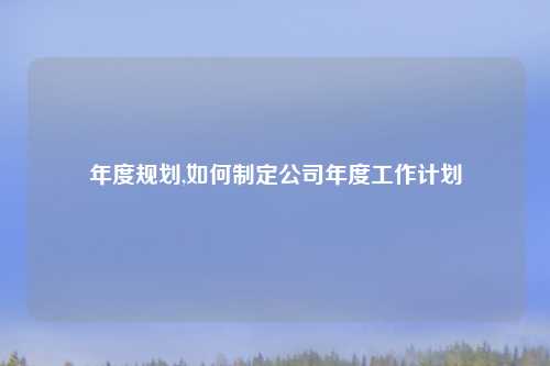 年度规划,如何制定公司年度工作计划