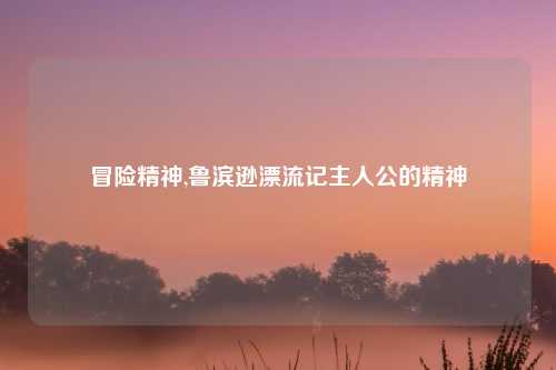 冒险精神,鲁滨逊漂流记主人公的精神
