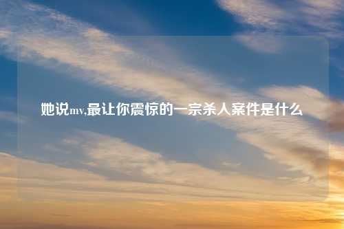 她说mv,最让你震惊的一宗杀人案件是什么