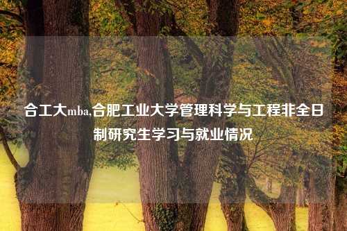 合工大mba,合肥工业大学管理科学与工程非全日制研究生学习与就业情况