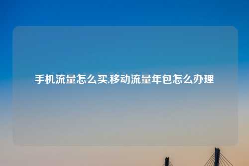 手机流量怎么买,移动流量年包怎么办理