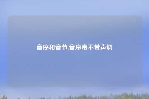 音序和音节,音序带不带声调