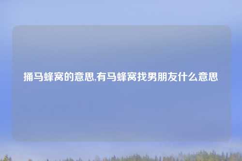 捅马蜂窝的意思,有马蜂窝找男朋友什么意思