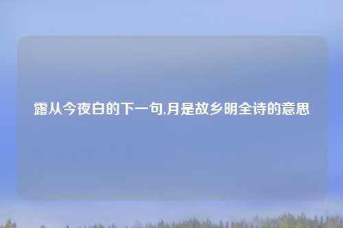 露从今夜白的下一句,月是故乡明全诗的意思