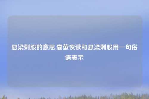 悬梁刺股的意思,囊萤夜读和悬梁刺股用一句俗语表示