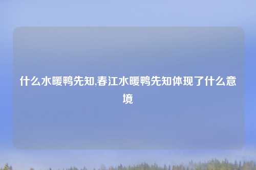 什么水暖鸭先知,春江水暖鸭先知体现了什么意境
