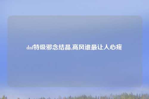 dnf特级邪念结晶,高风谁最让人心疼