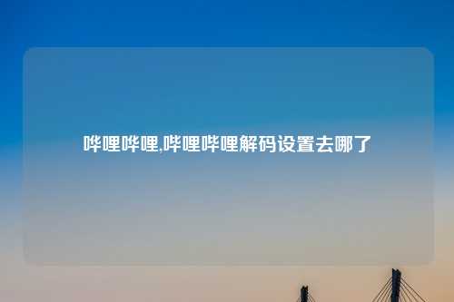 哗哩哗哩,哔哩哔哩解码设置去哪了