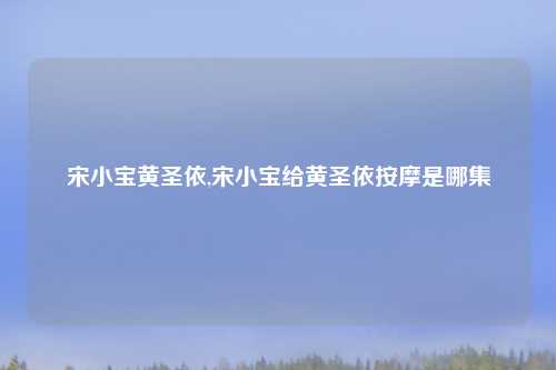 宋小宝黄圣依,宋小宝给黄圣依按摩是哪集