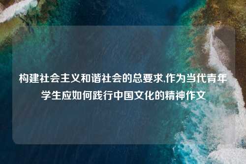 构建社会主义和谐社会的总要求,作为当代青年学生应如何践行中国文化的精神作文