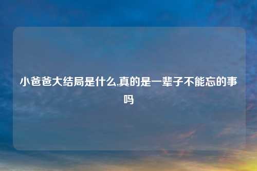 小爸爸大结局是什么,真的是一辈子不能忘的事吗