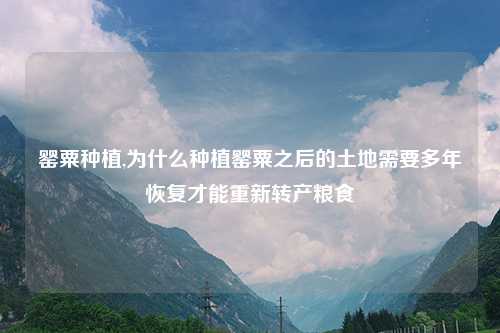 罂粟种植,为什么种植罂粟之后的土地需要多年恢复才能重新转产粮食